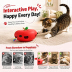 Cat Toys Automatic Interactive Cat Toy for Indoor Cats, Red | Rechargeable Cat Toys Interactive, Quiet Pop-Up Kitten Toy, Smart Sensor Feather Toy, Simulates Hunting, with 6 Random Holes