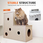 PETKARAY Cat Tunnel, Original Cat Hideaway Cave for Indoor Cats, Large Kitten Play Tubes and Tunnels, Soft Felt Cat Toy with Interactive Peek Hole, Beige L Shape
