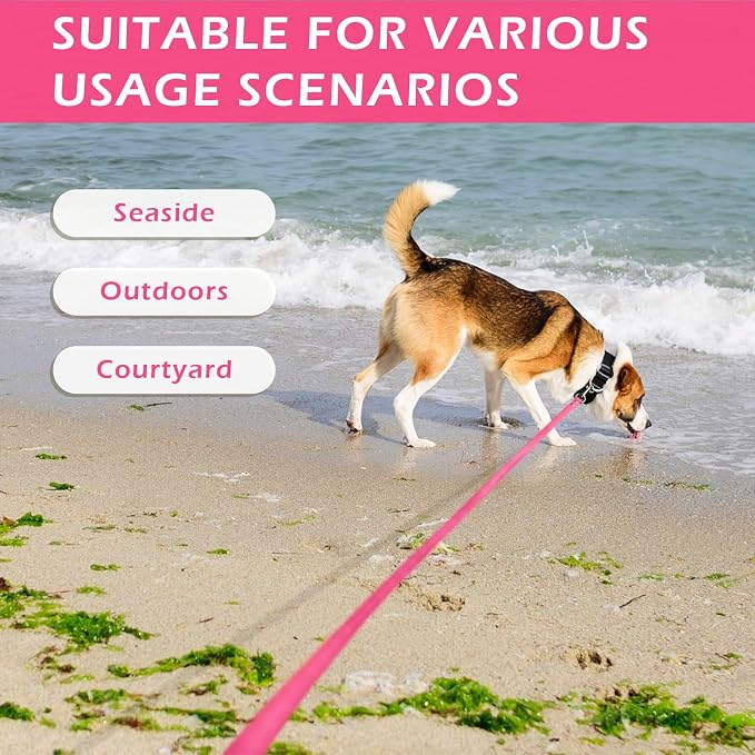 Wolfone Waterproof Dog Leash 50FT Long Line Recall Training Lead | 50FT Dog Leash Durable PVC coated long line with easy clean surface strong nylon core for recall training and outdoor use