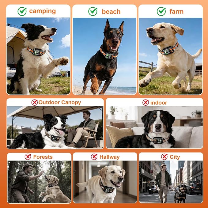 GPS Wireless Dog Fence System, Electric Dog Fence Using GPS Electric Satellite Technology, IPX7 Waterproof Rechargeable Design, GPS Dog Collar Has 2 Modes Circular and Free-Form Fence