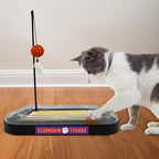 Cats Scratcher NCAA Clemson Tigers Basketball Court CAT Scratcher Toy with Catnip Filled Plush Basketball Toy & Feather Cat Toy Hanging, with Jingle Bell Interactive Ball Cat Chasing 5-in-1 Kitty Toy