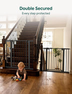 Babelio Pressure Mounted Baby Gate for Stairs, 29-48" Wide Dog Gate,2 Pack | Triple-lock System; Pressure/Wall Mount; Auto-close; 200N Impact Tested; Easy Install for Doorways, Kitchen, Hallway, Black