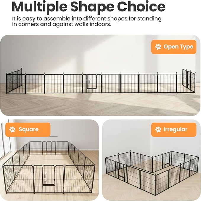 Simple Deluxe Dog Playpen Outdoor Indoor, 40 Inch 16 Panels Dog Fence for Small/Medium/Large Dogs Puppy, Perfect Dog Pen for Camping, Yard, RV, Garden Fence, Black