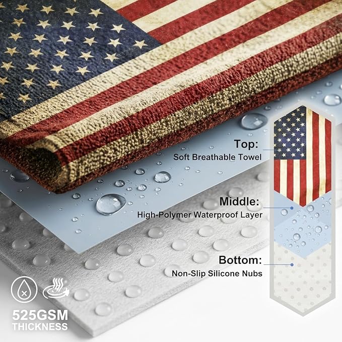 ZIMABLUE 2 Pack American Flag Waterproof Towel Car Seat Covers, Sweatproof Non-Slip Seat Protector, Machine Washable Universal Front Bucket Seat Covers for Cars, SUVs, Gym, Beach, Sports & Pets