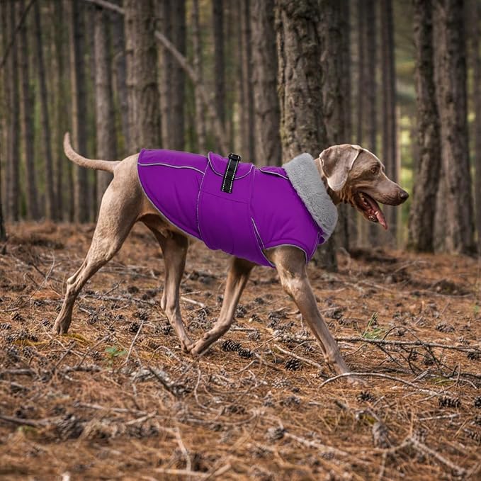 Lelepet Dog Winter Coats for Large Dogs Dog Jacket with Adjustable Buckle | Waterproof Reflective Pet Fleece Vest Windproof Cold Weather Coats with Adjustable Buckle & Leash Hole, Turtleneck, XXXL