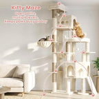 Cat Tree, 78.7" Tall Heavy Duty Cat Tower for Indoor Cat VCT033MJ | Cat Furniture with Sturdy Structure, Spacious Condo, Cozy Top Perch & Scratching Posts, Hammock, Beige