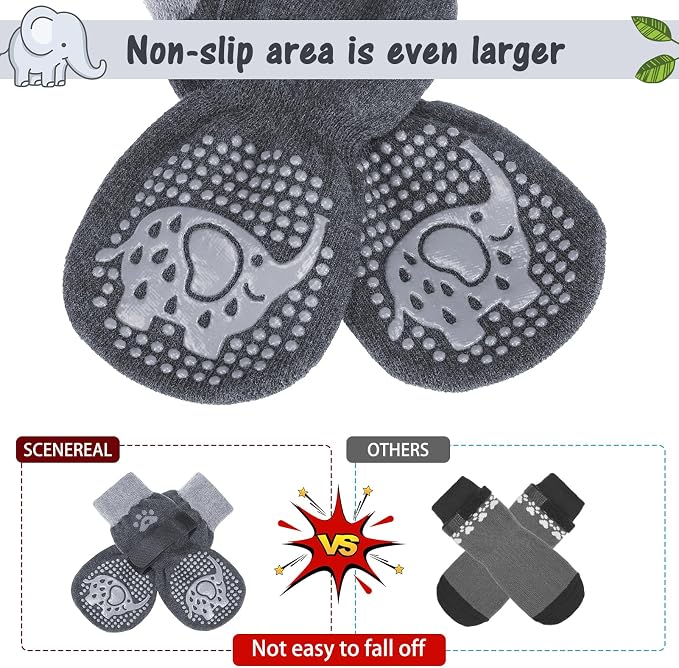 SCENEREAL Anti Slip Dog Sock to Prevent Licking Paws for Hardwood Floors, Boots & Paw Protector Shoes for Hot/Cold Pavement with Grippers, Double Sides Grips for Small Medium Large Senior Dogs