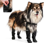 Waterproof Dog Suspender Boots with AirTag Compatible Pocket, Anti-Slip Reflective Dog Shoes, Adjustable Stay-On Paw Protector for Small Medium Large Dogs, Outdoor Walking Rain Snow (Black, L)