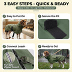 PU Dog Raincoat, Non-Toxic & Odorless Waterproof Vest, Adjustable High Neck and Hook & Loop Belly Closure for Rainy Potty Breaks & Wet Weather Outdoor Walks (Olive Green, Small)