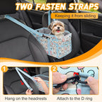 Console Dog Car Seat - Portable Dogs Armrest Booster Seat for Small Dog, Foldable Pet Car Seat with Safety Belt, Blue Puppy