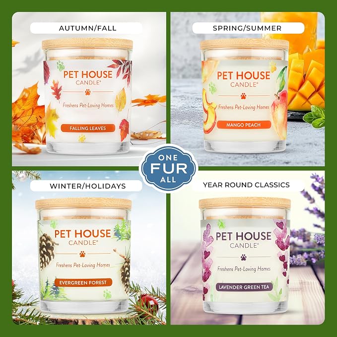 Pet House Vanilla Candle Plant-Based/Soy - Clean Burning Scented, Long Lasting Pet Odor Candle for Home - Fresh Citrus