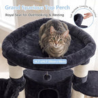 Cat Tree, 81.1" Skyward Corner Cat Tower for Large Cats VCT031G | Space-Smart Cat Furniture with Diamond Hideout, Grand Platform, Firm Base, 3 Soft Hammock & Pet Relax Station, Dark Gray