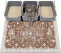 Cat Litter Mat Litter Trapping Mat, 40"x30" Waterproof Urine Proof Litter Box Mat Catcher Mat Non-Slip Washable for Kitty Kitten, Brown