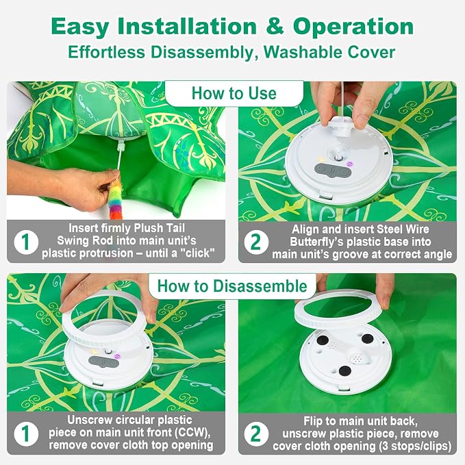 Interactive Cat Toys for Indoor Cats,Automatic Kitten Tunnel Toys | Rechargeable Touch Activated, Hide and Seek Design, Colorful Fluffy Tail & Butterfly, Cat Enrichment Toy for Bored Cats