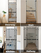 Extra Tall Cate Gate for Doorway: Pressure Mount 74.8"-90.5" Tall Cat Gate for Pets in Extra 30.3"-47.2" Width No Wall Drilling No Toddler for Indoor Stairs Hallway Room Safety Barrier