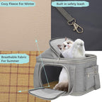 Expandable Pet Dog Cat Carrier, Top Opening Pet Bag for Small Medium Dogs Cats, Collapsible Ventilated Car Travel Comfort Soft-Sided Puppy Carriers Up to 15lbs (Light Grey, 16.2"x11.4"x13"(LxWxH))