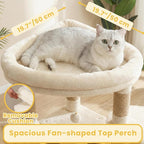 Cat Tree, 73-Inch Sturdy Corner Cat Tower for Large Cat VCT021MJ | Cat Furniture with Wide Top Perch, 2 Spacious Condos, 2 Cozy Baskets, 2 Scratching Boards & Interactive Toy, Beige