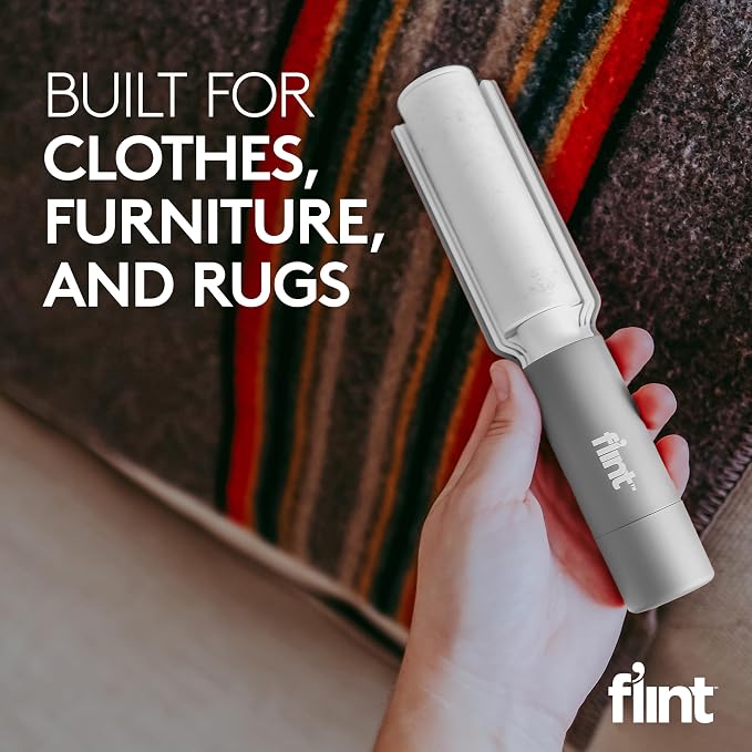 Plus Retractable Lint Remover & Pet Hair Roller for Clothes – Refillable & Reusable Lint Roller with 70 Extra Sticky Tear-Off Sheets – Value Pack, Light Grey
