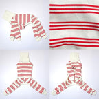 D Doggy Star Italian Greyhound Clothes Soft Stretchy Onesie Refined Stripe Outfit Whippet for Dog Coat (S,Onsi Red Str)