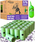 Doggy Poop Bags with Dispenser (576 Bags) Dog Waste Pickup Bags Refill Rolls Cat Waste Bags (Green, 32 Rolls, Lavender Scented)