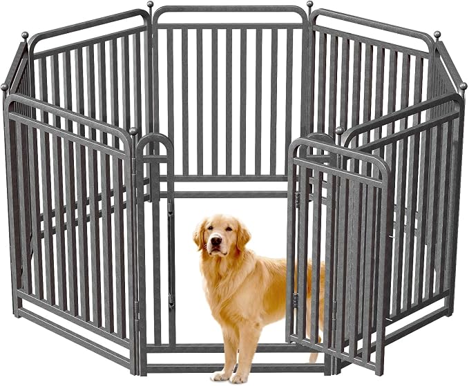 40 Inch Dog Playpen Outdoor, 8 Panels Puppy Playpen Heavy Duty Dog Play Pen Indoors, Rust Resistant Dog Pen for Large/Medium/Small Dogs, Dog Fence for RV Camping