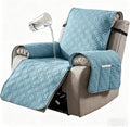 100% Waterproof Recliner Chair Cover, Non-Slip Washable Recliner Slipcover with Elastic Straps & Side Pocket, Stay in Place Furniture Protector for Dogs Cats Kids (Light Blue, 23)