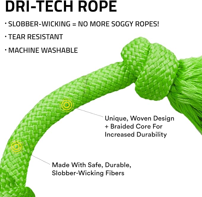 Playology Dog Toys | Dri-Tech Rope Tug of War Dog Toy for Tough Chewers | Sweet Potato Scented Jumbo Tug Rope Toys for Large Dogs