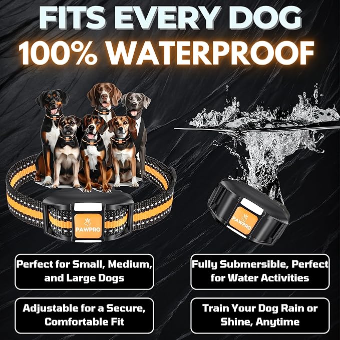 Dog Shock Collar with Remote, Unmatched 4-Mile Range, Night-Light Mode, Training Guide Included, 124 Training Levels & 4 Modes, Beep Vibration Shock, Waterproof Rechargeable, Fits All Dogs (1 Collar)