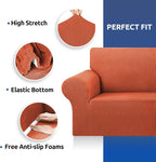 Stretch Oversized Couch Covers for Sofa Slipcover,Pureed Pumpkin | 1-Piece Washable Sofa Cover (94"-110") 4-Seater Furniture Protector, Soft Jacquard Non-Slip Elastic Bottom for Dogs & Kids