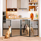 Vantas 80" x 32" Foldable Freestanding Extra Wide Dog Gate with Door,Black | Freestanding Dog Gate for Stairs and Doorways, Renter Friendly No Drill, Extra Wide, Easy Storage, With Support Feet