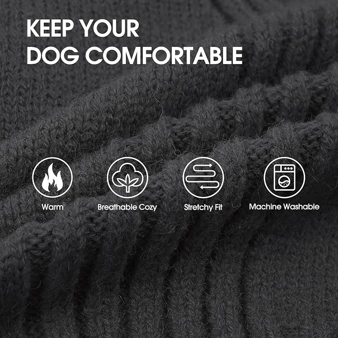 IECOii XXL Dog Sweater,Thermal Knit Big Dog Sweater with Sleeve,Pet Turtleneck Doggy Sweatshirt for Extra Large Dogs Boy Girl,Stretchy Large Dogs Cold Weather Outfit Pitbull Clothes,(Grey,XXL)
