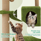 Woochpet 37" Small Cat Tree for Indoor Cats, Multi-Level Cat Tower with Sisal Scratching Post, Cozy Hammock, Cat Condo with Peek-a-Boo Mouse Hole, Interactive Toy Ball for Kittens and Small Cats
