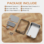 2 Pack Stainless Steel Litter Box - Extra Large XXL Metal Cat Litter Box with Lid High Sides for Big Cats and Multi-Cats, Angled Entrance, Anti-Urine Leakage, Non-Stick Bottom