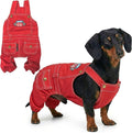 Parisian Pet Red Dog Overalls - Route 66 Denim Dog Clothes - Breathable Sling Puppy Jumpsuit - Durable and Trendy Overalls for Dogs - Comfortable Jeans Dog Clothes for Large Dogs - Classy Pet Apparel