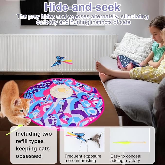 Interactive Cat Toys for Indoor Cats, Kitten Toys for Indoor Kittens,Pink | Automatic Electronic Cat Toys for Bored Adult Cats, Stimulating Moving Cat Enrichment Toy, Hide and Seek Cat Games Toy