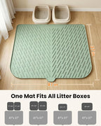 Cat Litter Mat, 47" x 37" Extra Large Cat Litter Box Mat, Silicone Waterproof Litter Trapping Mat for Scatter Control Soft on Kitty Paws Non-Slip Easy to Clean (Green) | Waterproof Litter Trapping Mat for Scatter Control, Soft on Cat Paws Non-Slip Easy...