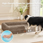 ChiXnuggle Faux Fur Orthopedic Dog Bolster Bed, Waterproof Washable Cover | rectangular dog sofa couch,egg crate foam,non-slip bottom,for extra large dogs,taupe,41*30*7