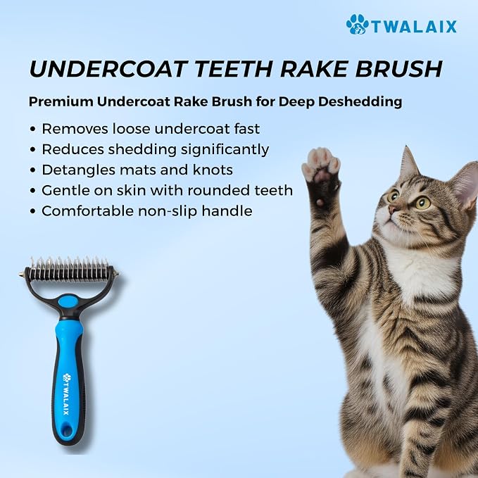 8 in 1 Pet Grooming Kit for Dogs & Cats – Deshedding Brush, Undercoat Rake, Slicker Brush, Nail Clipper, Scissors & Bath Brush for All Coat Types