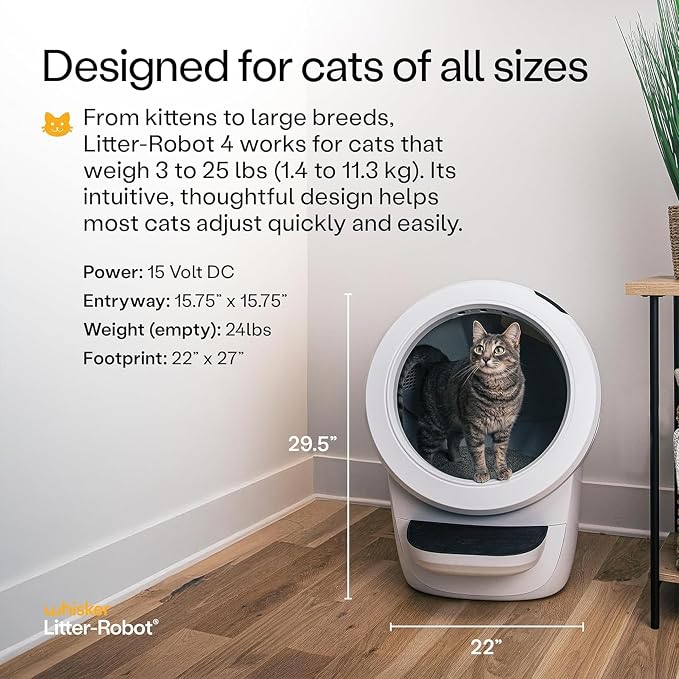 Litter-Robot 4 by Whisker, White | Automatic, Self-Cleaning Cat Litter Box, Helps Reduce Litter Box Odors, Works with Any Clumping Litter