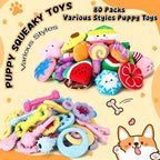 Hungdao 80 Pcs Dog Squeaky Toys Bulk for Small Dog Cute Plush Stuffed Puppy Chew Teething Toys Pet Bundle Easter Gift for Chewing Cleaning & Interactive Play(Vivid Style)