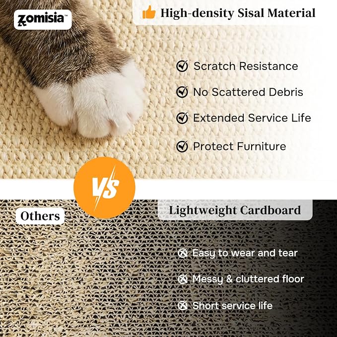ZOMISIA Cat Scratcher with Ball Track Toy, Sisal Scratch Pad for Indoor Use | Wooden Interactive Cat Puzzle Toys for Adult Cats, Kitten Mental Stimulation Self Play Home Enrichment, Spinning Balls