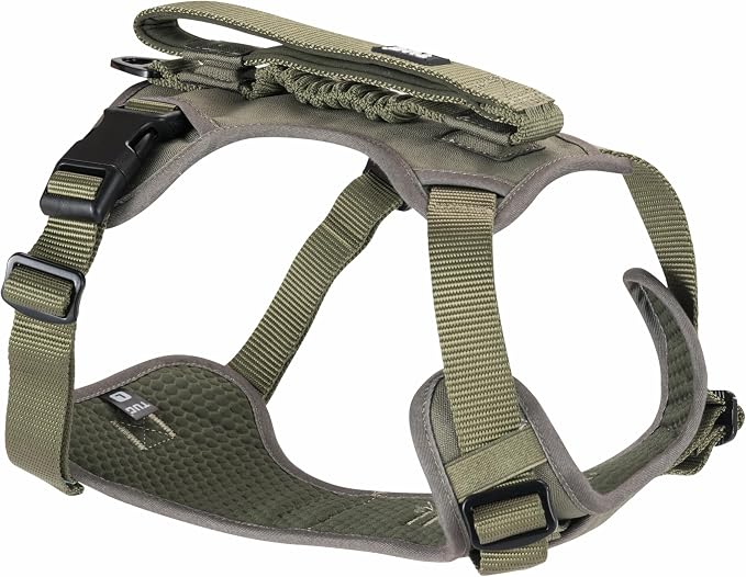 TUG Grab Dog Harness with Built-in Magnetic Traffic Leash (Medium/Green) | Padded Magnetic Traffic Handle | Front & Rear Leash Clips | 4-Point Adjustable Fit | Durable Nylon | Aids No-Pull Training
