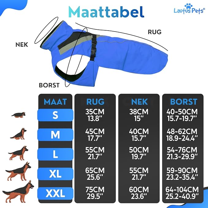 Waterproof Dog Rain Coat, Reflective Safety Strips & Leash Hole – Lightweight Adjustable Jacket for Medium Breeds - S, Blue