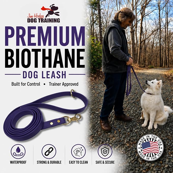 Gummy K9 Dog Leash, Biothane, Dog Training Leash, Made in The USA, 6 Feet, Various Sizes & Colors (1/2, Purple)