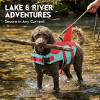 ASENKU Dog Life Jacket - Pet Safety Vest for Swimming & Boating, Shark Life Jacket with Floatation, Dog Lifesavers Swimsuits for Small Medium Large Dogs (RedGreen, XL)