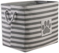 Bone Dry Pet Storage Collection Striped Paw Patch Bin, Large Rectangle, Gray
