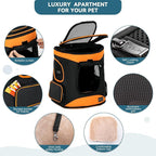 Petsfit Dog and Cat Backpack Carrier, Padded Waist Support, Up to 18 lb | 13.5 x 12.5 x 17.5 in; reinforced frame, 600D Oxford, 4 mesh panels, lockable zippers, safety tether and washable mat.