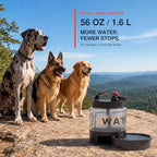 Portable Dog Water Bottle with Travel Bowl, 56 oz/1.6 L, Black | 2-in-1 portable dog water bottle with pull-out bowl; BPA-free plastic, silicone seal, wide mouth and grip for hikes or travel