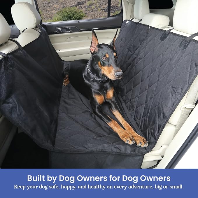 4Knines Dog Hammock – Rear Seat Cover for 60/40 Split Bench w/Armrest (Black, Regular)