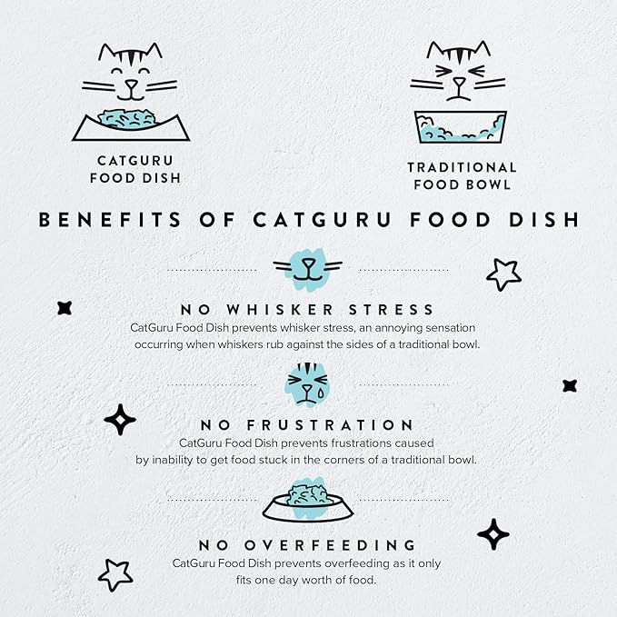 CatGuru Cat Bowls, Whisker Friendly Food Bowl for Indoor Cats, Reliefs Whisker Fatigue, Wide Kitten Dish, Non Slip Pet Dishes, Shallow Pet Plates (Aruba, (Pack of 2))